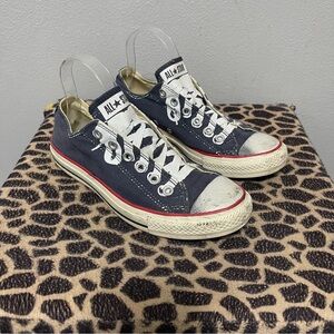 Converse All Stars Painted Laces Low Top Fashion Sneakers Blue Womens 9